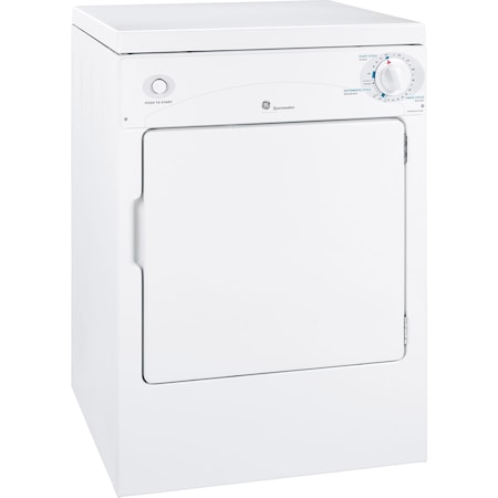 Ge 3.6 cu. ft. Portable Electric Dryer with DuraDrum Interior and 3 Dry Cycles DSKP333ECWW